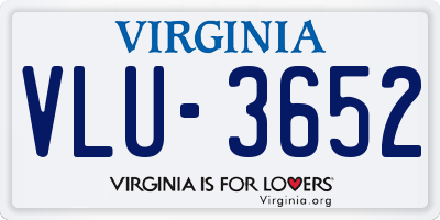 VA license plate VLU3652