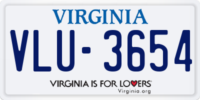 VA license plate VLU3654