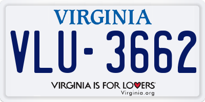 VA license plate VLU3662