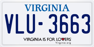 VA license plate VLU3663