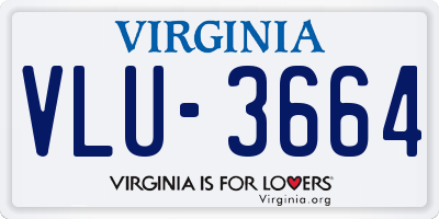 VA license plate VLU3664