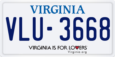 VA license plate VLU3668