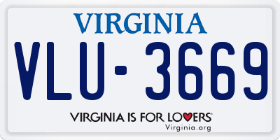VA license plate VLU3669
