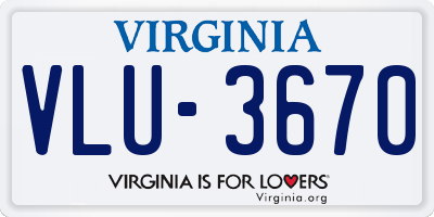 VA license plate VLU3670