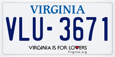 VA license plate VLU3671