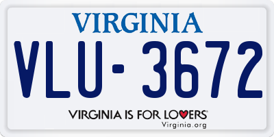 VA license plate VLU3672