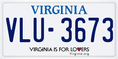 VA license plate VLU3673
