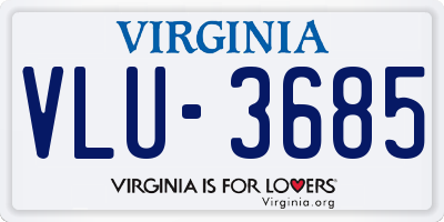 VA license plate VLU3685