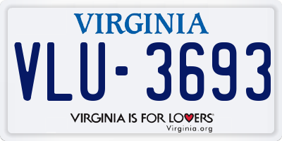 VA license plate VLU3693