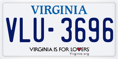 VA license plate VLU3696