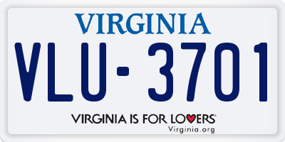 VA license plate VLU3701