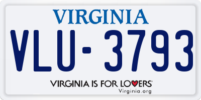 VA license plate VLU3793