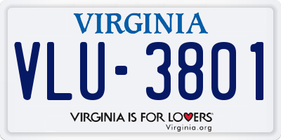 VA license plate VLU3801