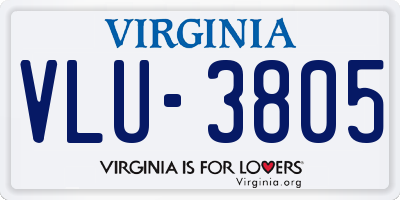 VA license plate VLU3805