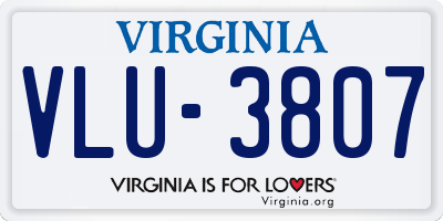 VA license plate VLU3807