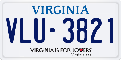VA license plate VLU3821