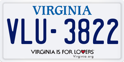 VA license plate VLU3822