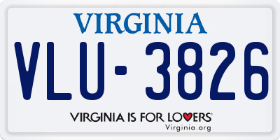VA license plate VLU3826