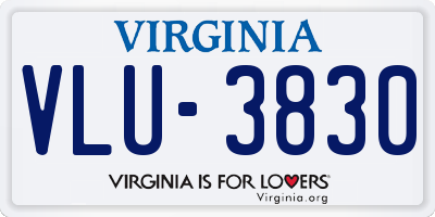 VA license plate VLU3830