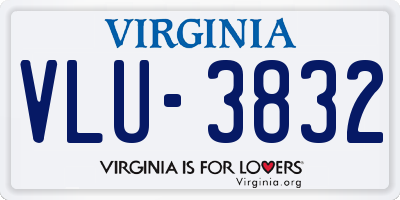 VA license plate VLU3832