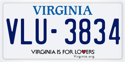VA license plate VLU3834