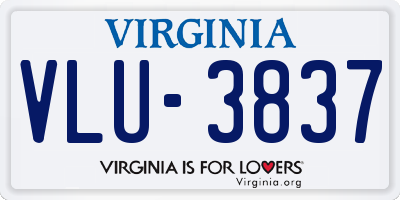 VA license plate VLU3837
