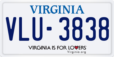 VA license plate VLU3838