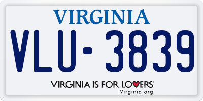 VA license plate VLU3839