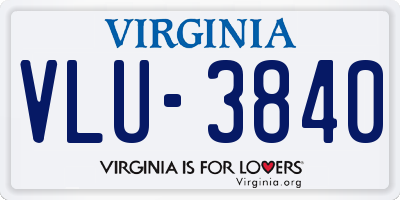 VA license plate VLU3840