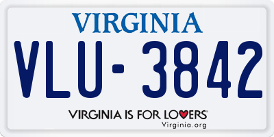 VA license plate VLU3842