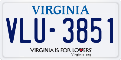 VA license plate VLU3851