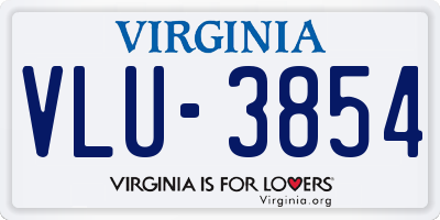 VA license plate VLU3854