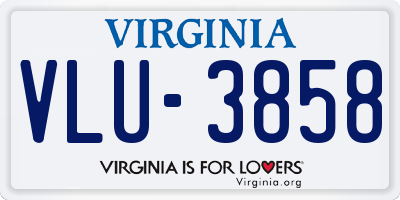 VA license plate VLU3858