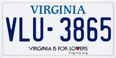 VA license plate VLU3865