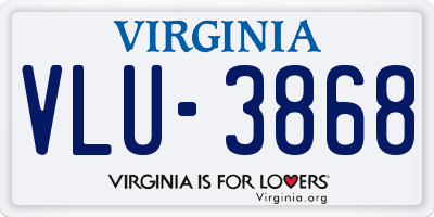 VA license plate VLU3868