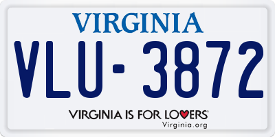 VA license plate VLU3872