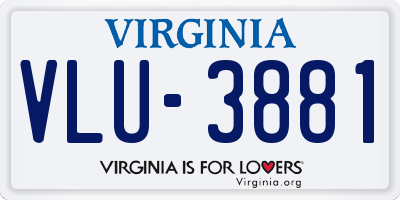 VA license plate VLU3881