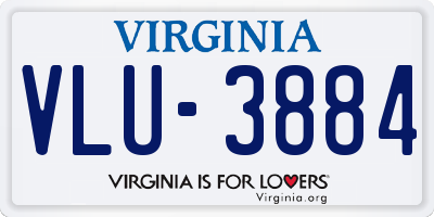 VA license plate VLU3884