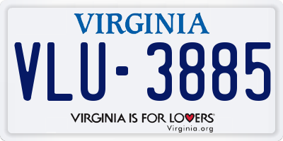 VA license plate VLU3885