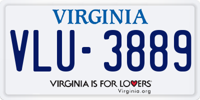 VA license plate VLU3889