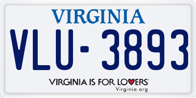 VA license plate VLU3893