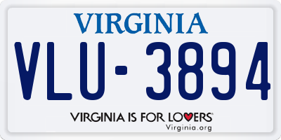 VA license plate VLU3894