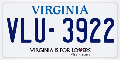 VA license plate VLU3922
