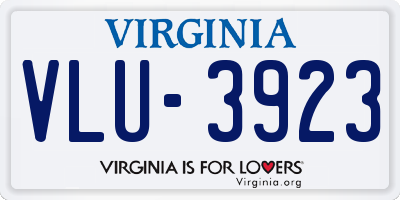 VA license plate VLU3923