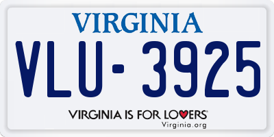 VA license plate VLU3925