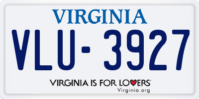VA license plate VLU3927