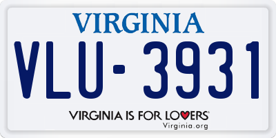 VA license plate VLU3931