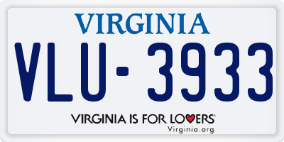 VA license plate VLU3933