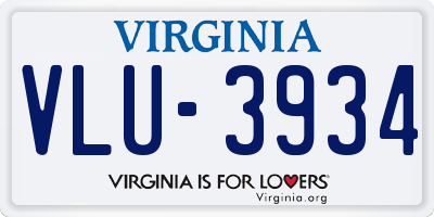 VA license plate VLU3934