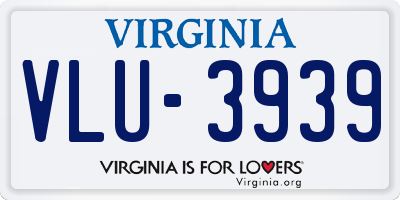VA license plate VLU3939